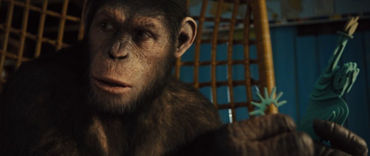 Rise has several distractingly obvious references to the original film. This is probably the most innocuous.